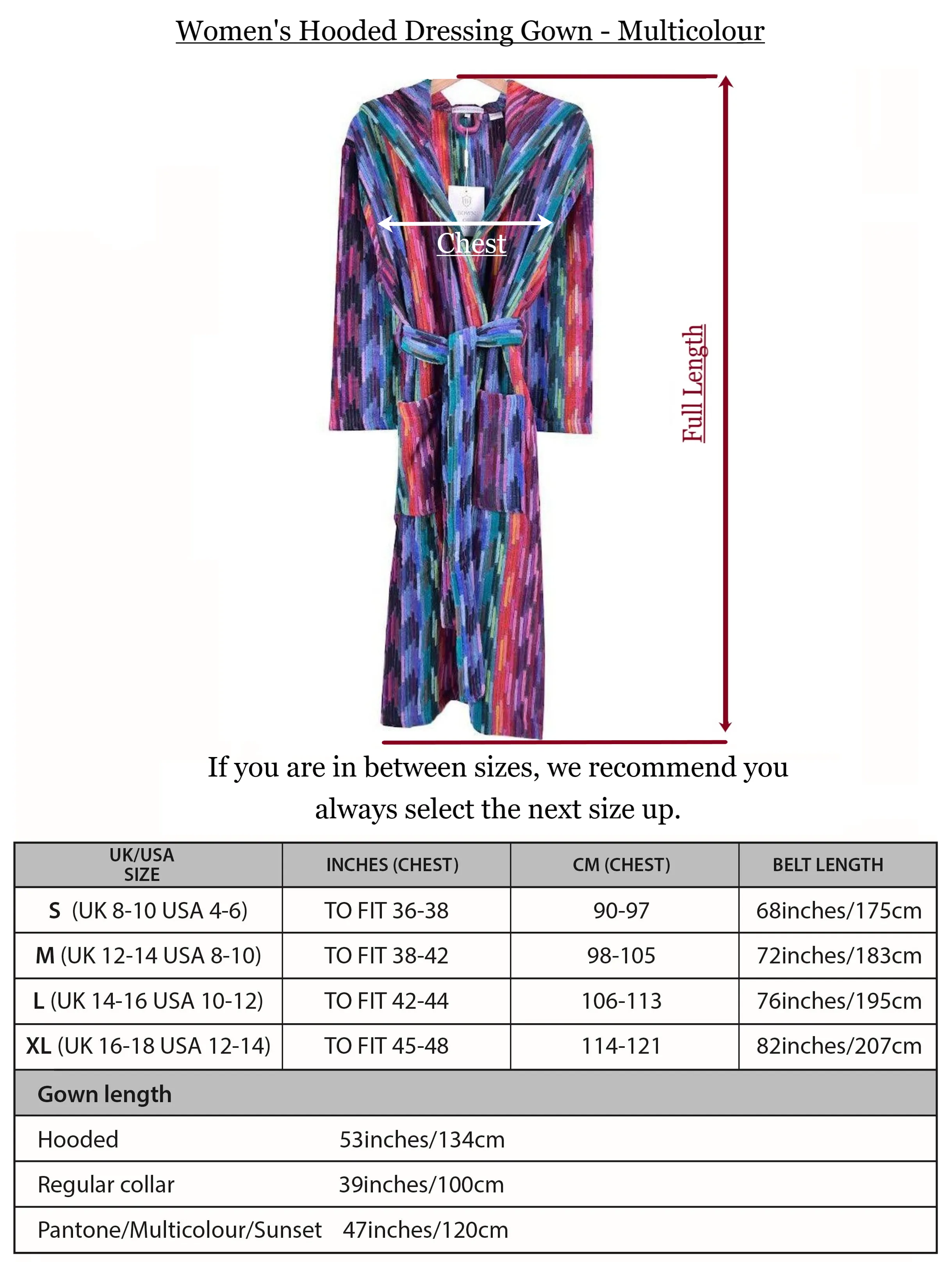 Women's Hooded Dressing Gown  - Multicolor