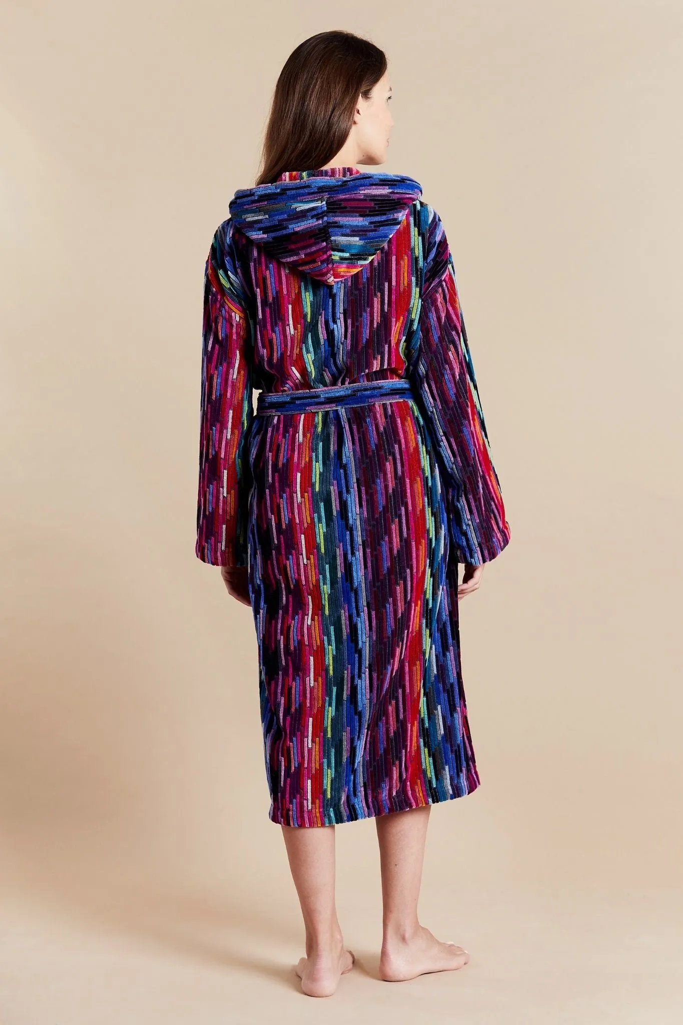 Women's Hooded Dressing Gown  - Multicolor